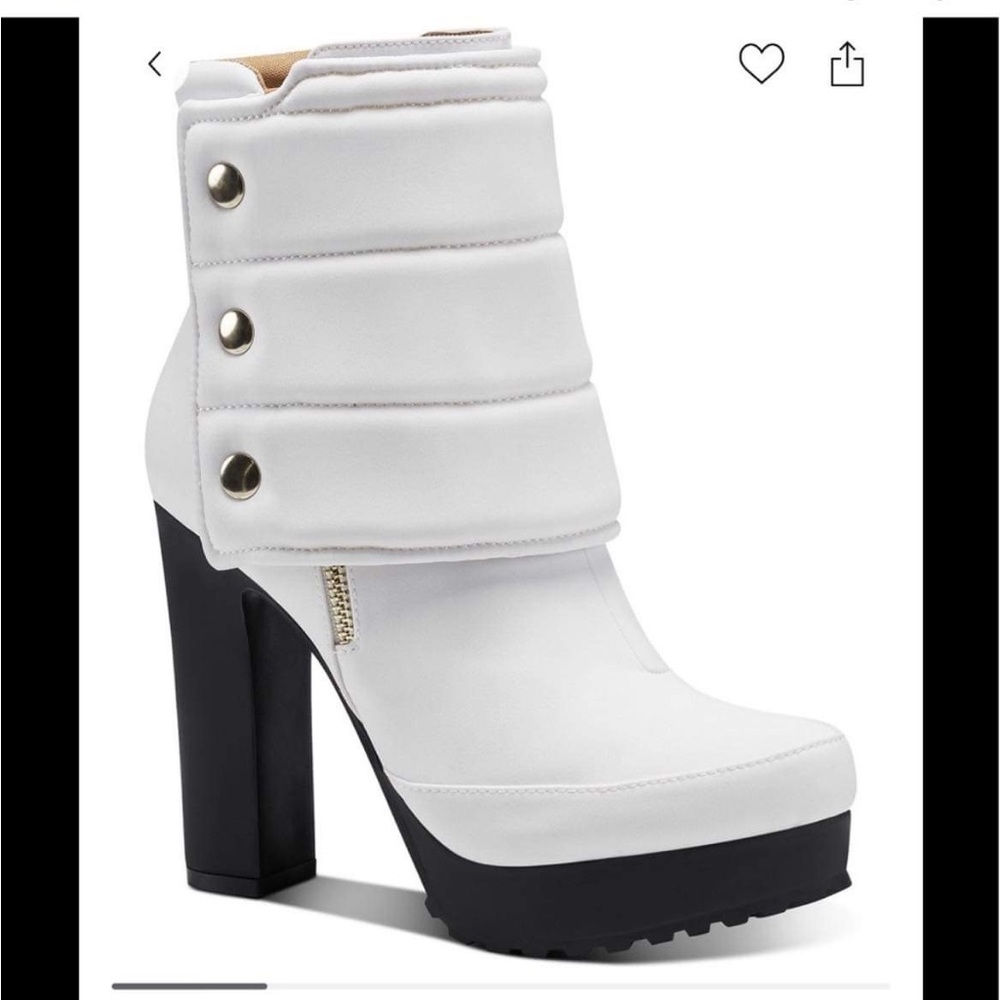 Thalia Sodi Womens Charlie Nylon Heel Winter & Snow Boots white booties size 10